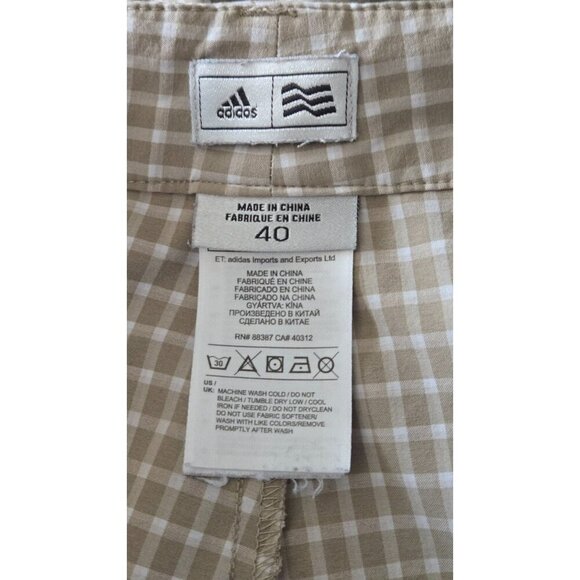 Adidas Golf Shorts Men's Tan Khaki Plaid Flat Front Shorts size 40 - Picture 6 of 8